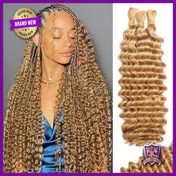 20 Inch Human Hair Extensions 110g Curly Deep Wave Boho Braiding Hair main image 4